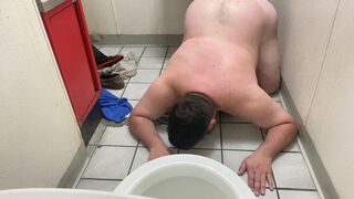 I go into a Gas Station Toilet and Lick and Suck the Toilet and the Floor - 14 image
